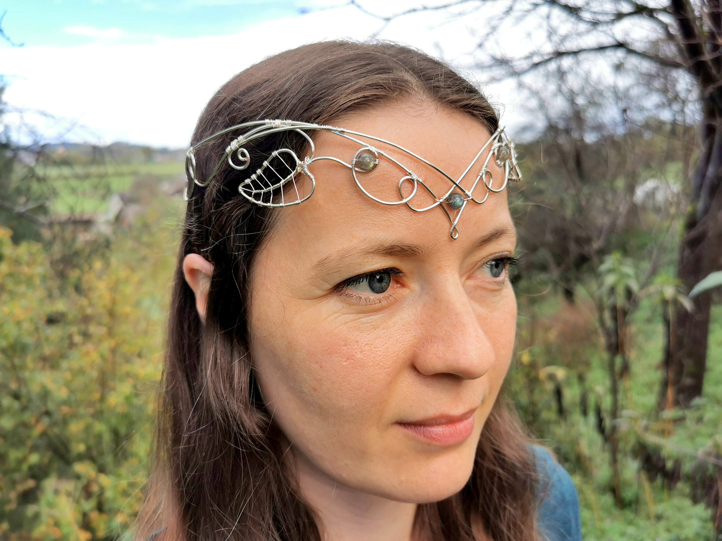 Elven crown with labradorite gemstones