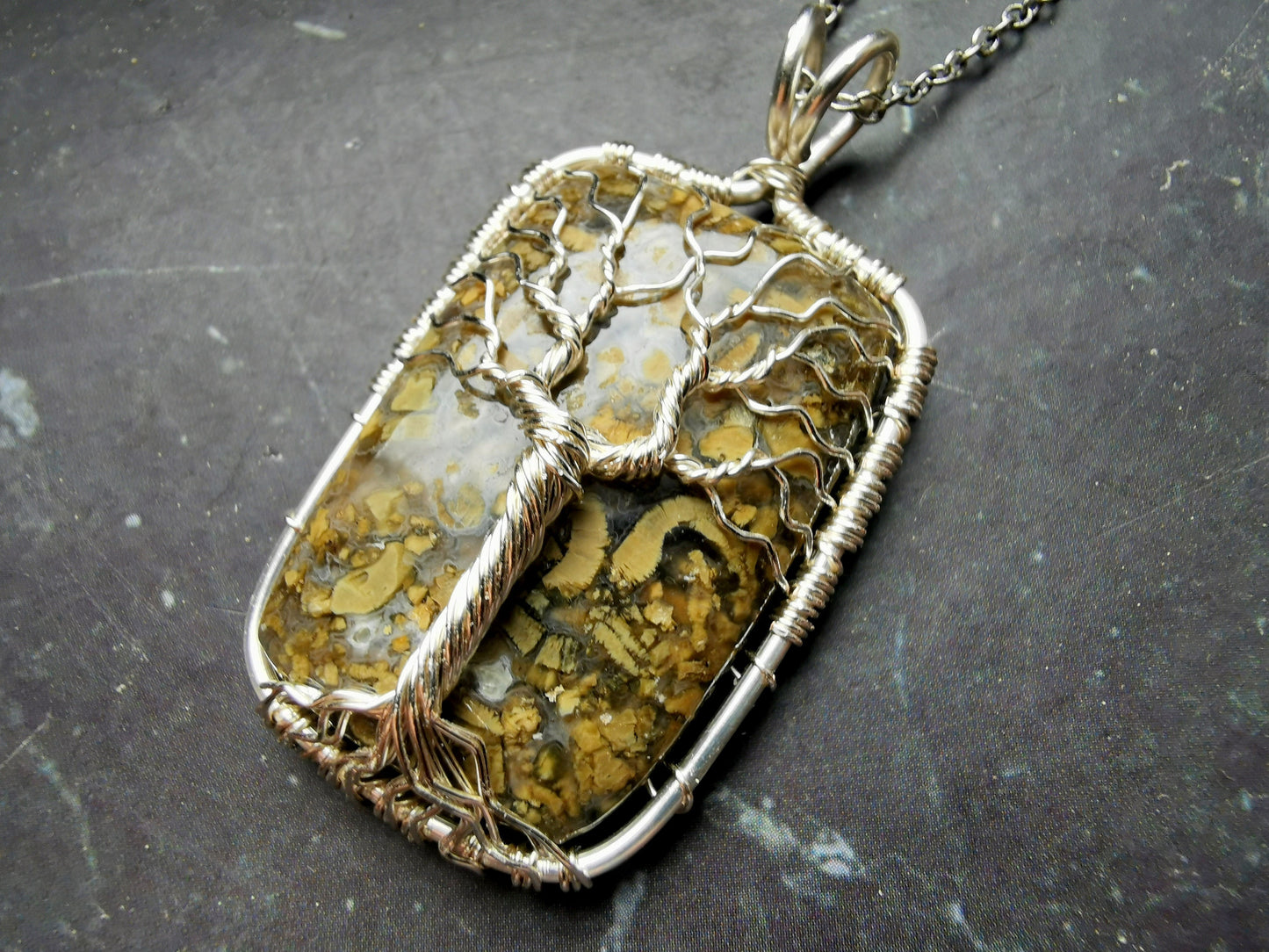 Tree pendant with a marcasite gemstone