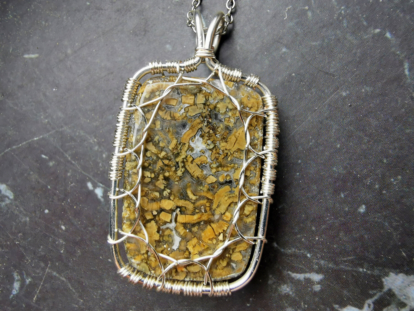 Tree pendant with a marcasite gemstone