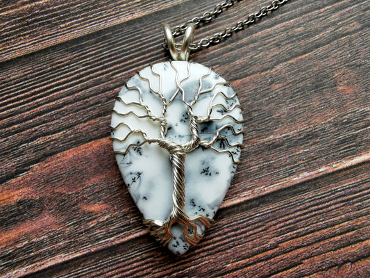 Tree pendant with a dendrite opal gemstone