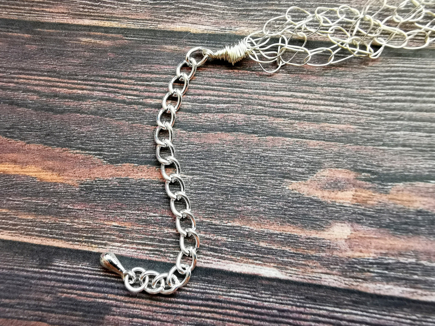 Wire crochet choker with a moonstone