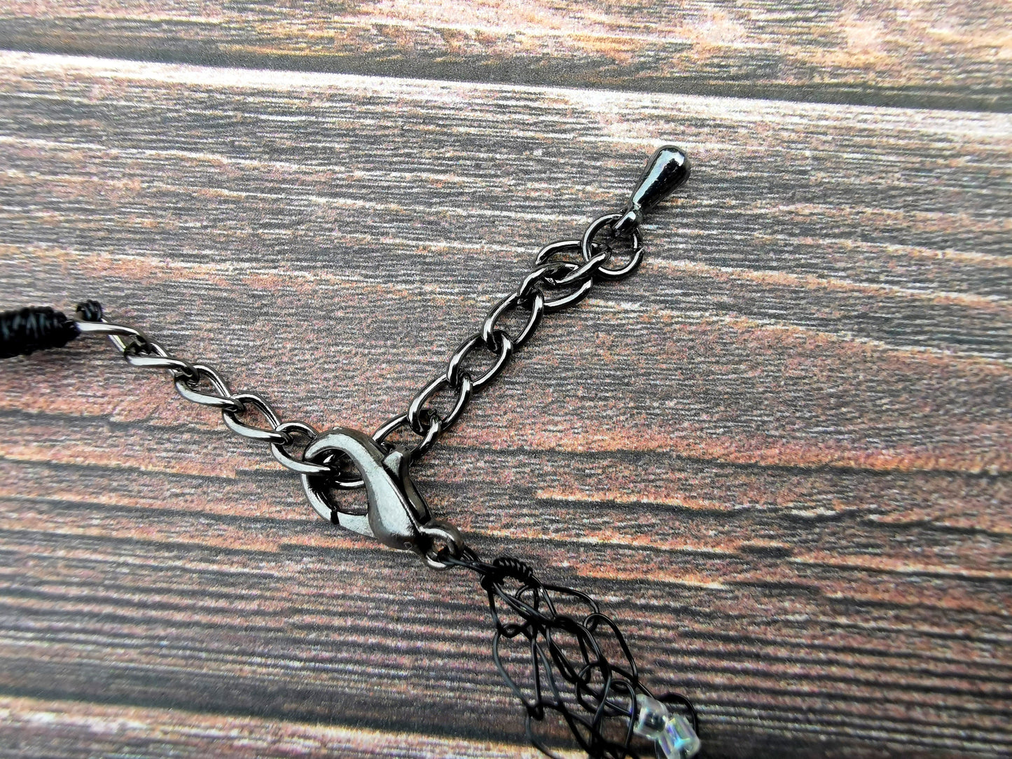 Wire crochet black choker with a moonstone