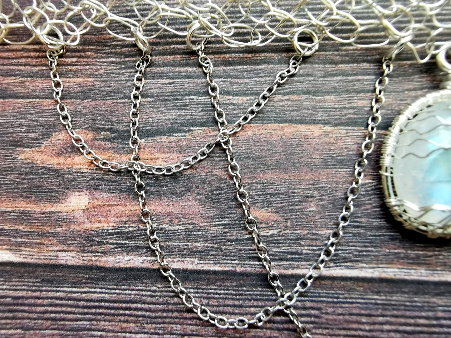 Wire crochet choker with a moonstone