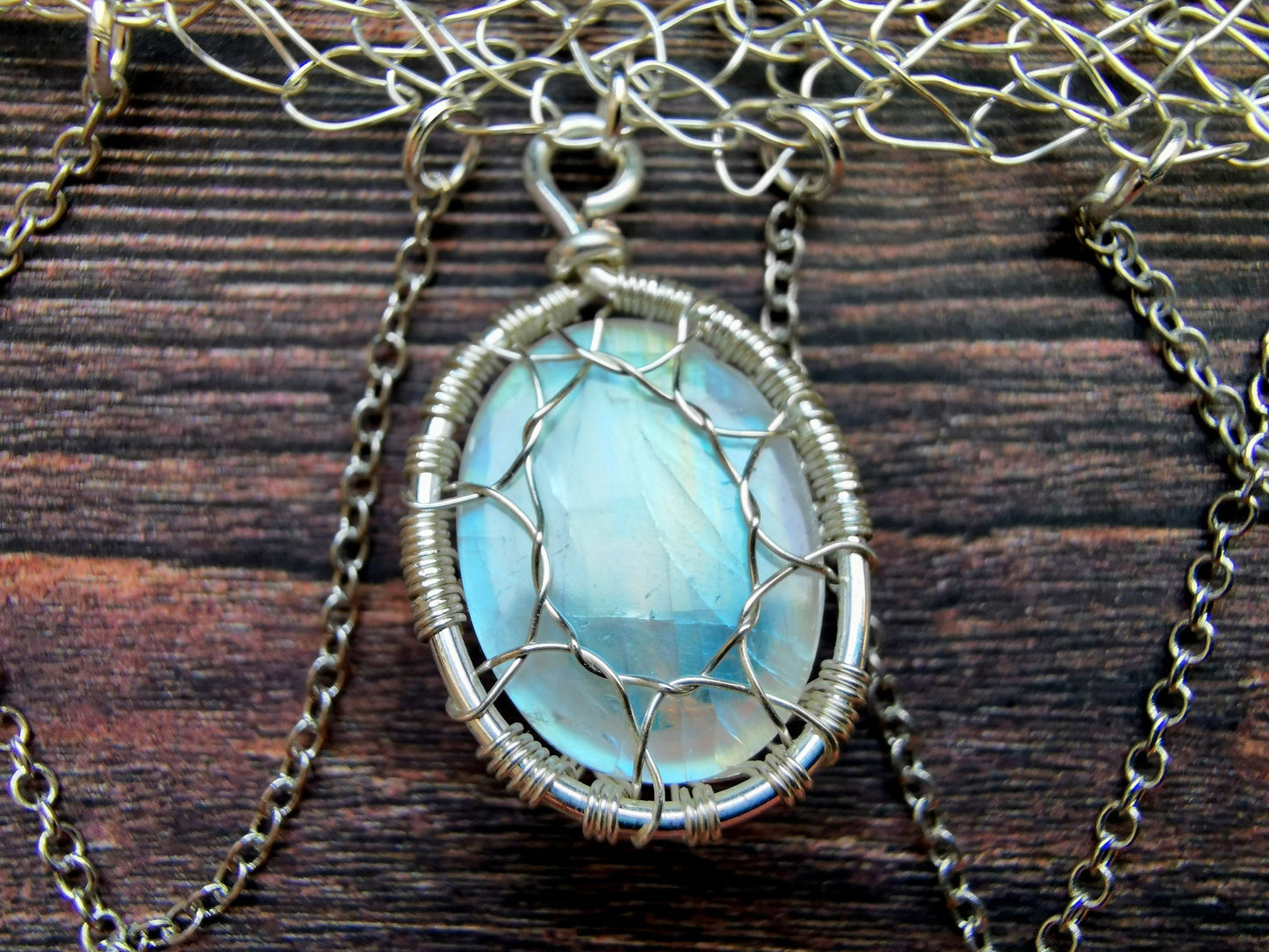 Wire crochet choker with a moonstone