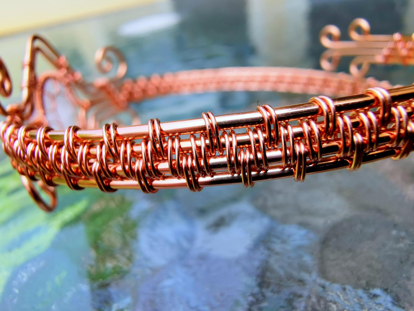 Tree arm ring with a moonstone gemstone