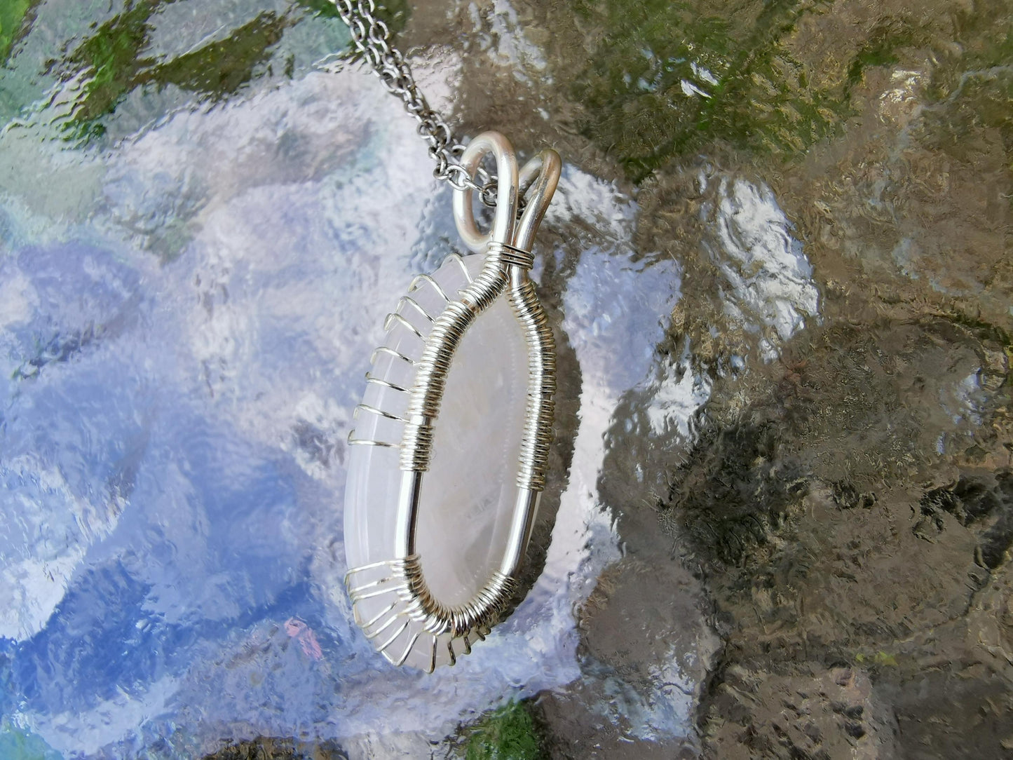 Tree pendant with a moonstone gemstone