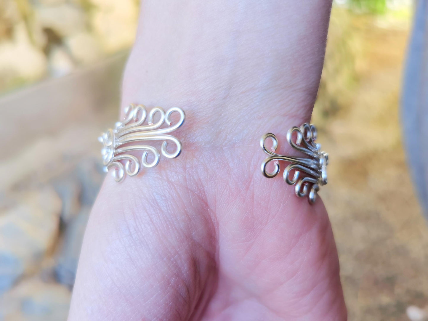 Cuff tree bracelet with a moonstone
