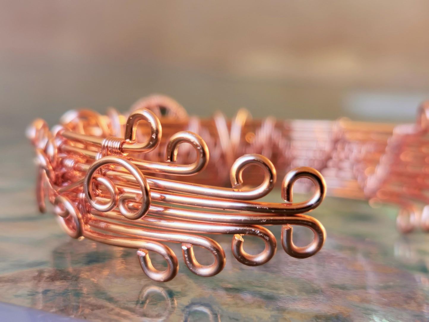 Cuff tree bracelet with a labradorite gemstone