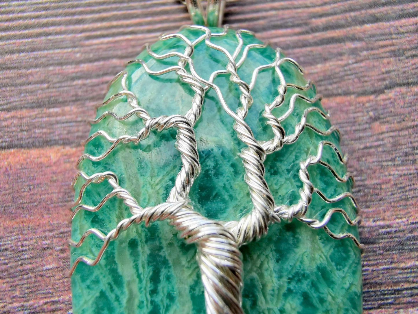Tree pendant with an amazonite gemstone