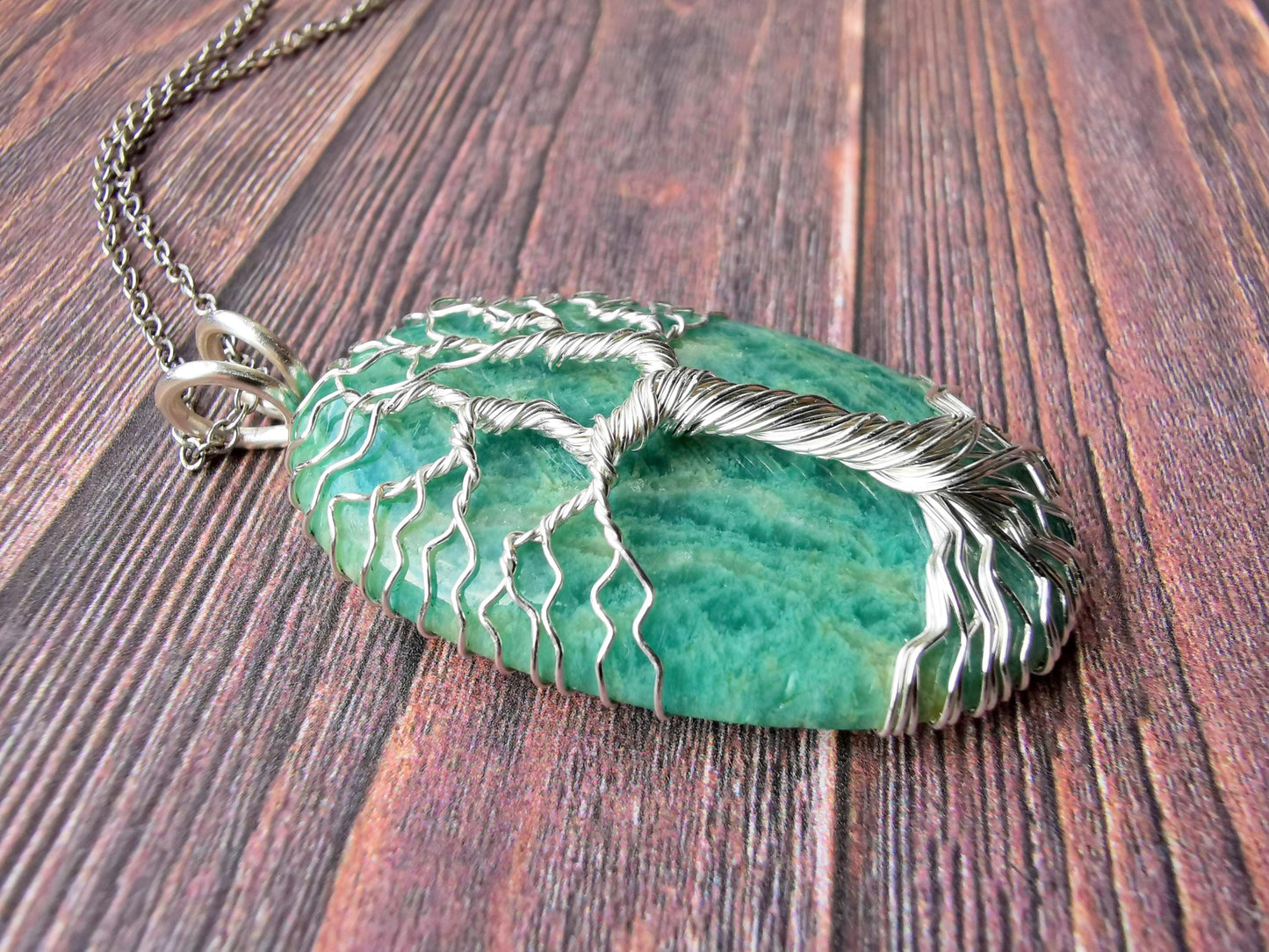 Tree pendant with an amazonite gemstone