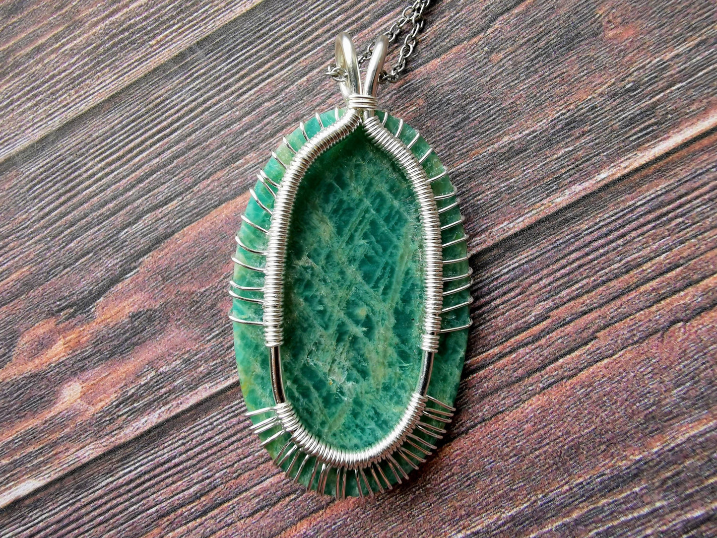 Tree pendant with an amazonite gemstone