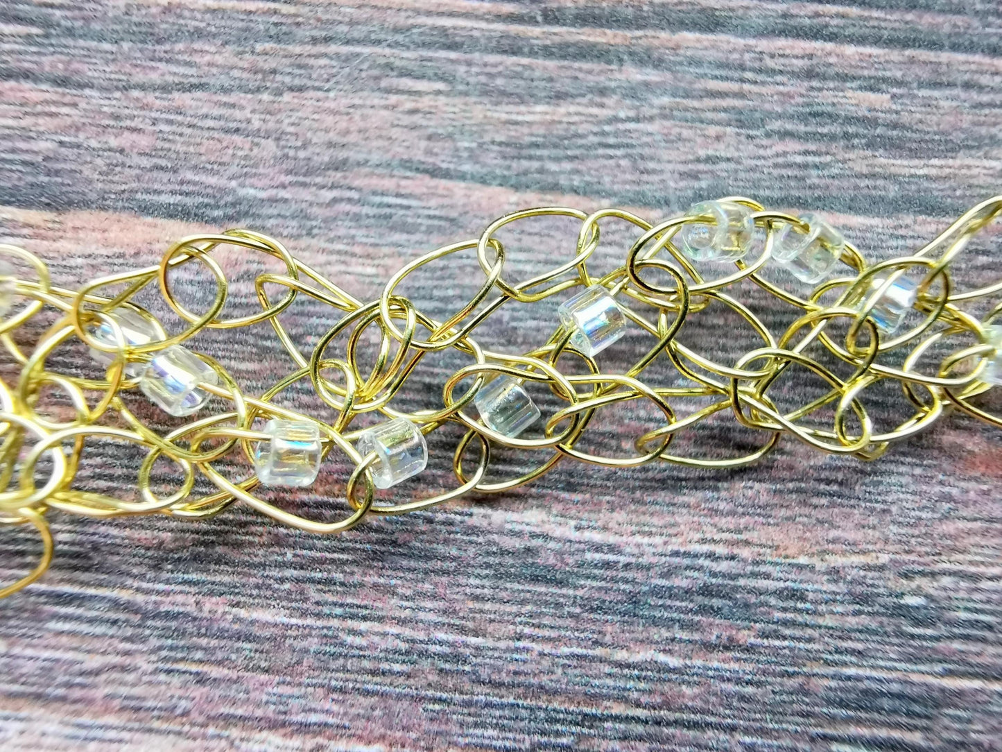 Wire crochet choker with a moonstone