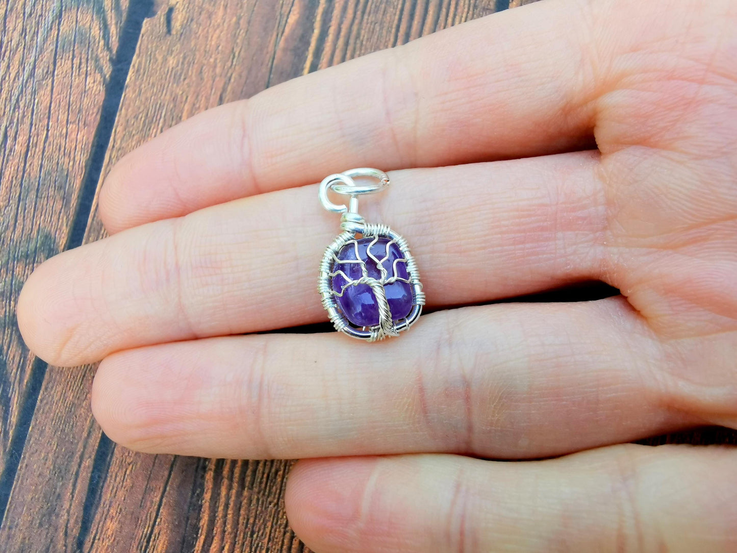 Wire-wrapped amethyst Tree charm pendant - Small pendant - 1 pc / 5 pcs / 10 pcs / 20 pcs