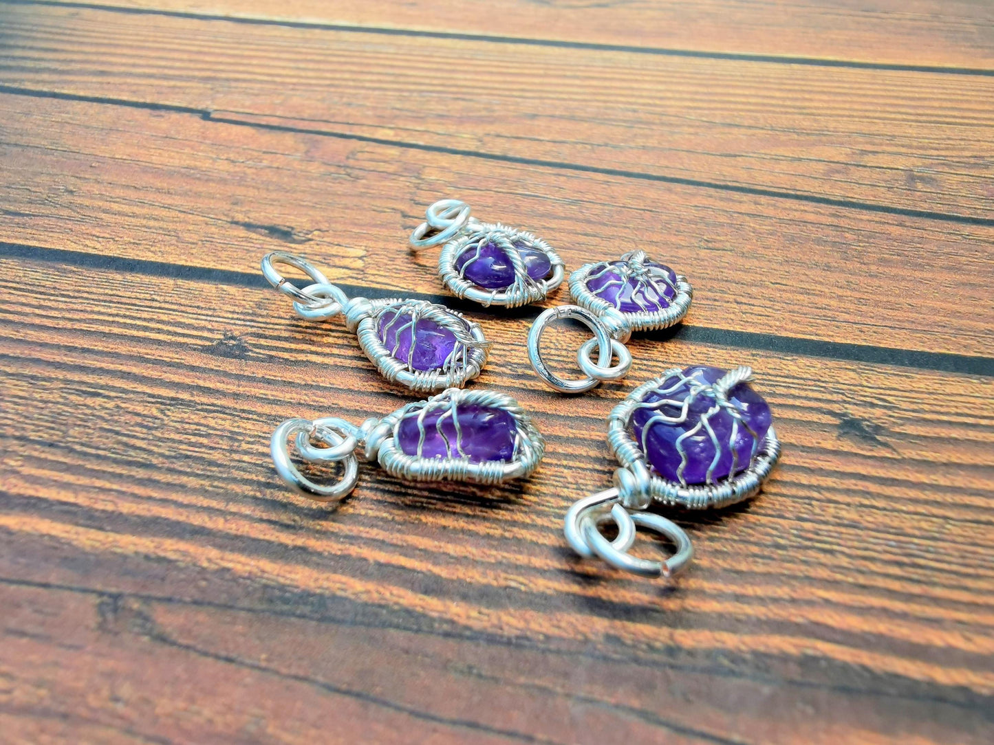 Wire-wrapped amethyst Tree charm pendant - Small pendant - 1 pc / 5 pcs / 10 pcs / 20 pcs