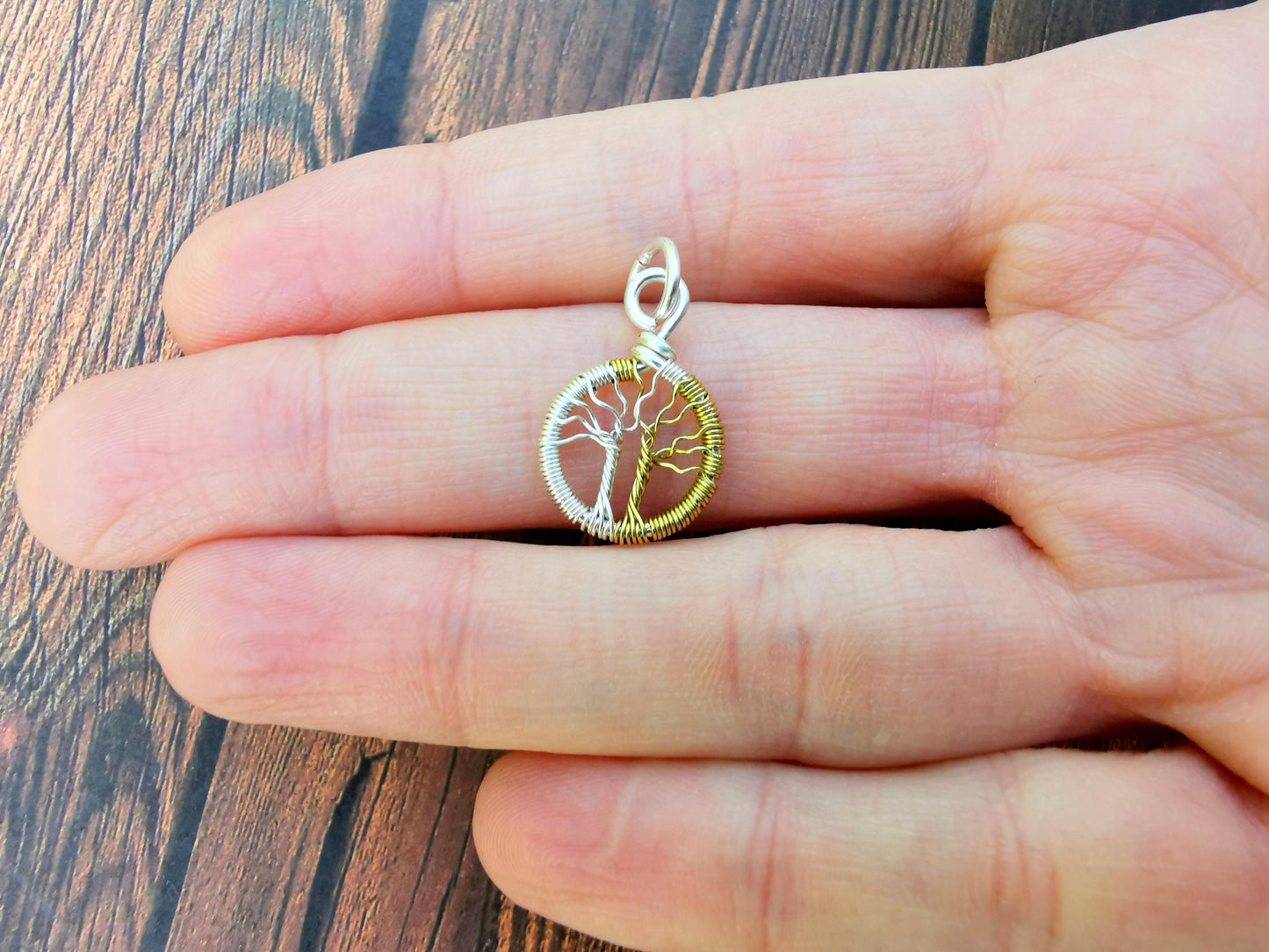 Wire-wrapped Tree charm pendant - Two Trees - Small pendant - 1 pc / 5 pcs / 10 pcs / 20 pcs / 50 pcs / 100 pcs