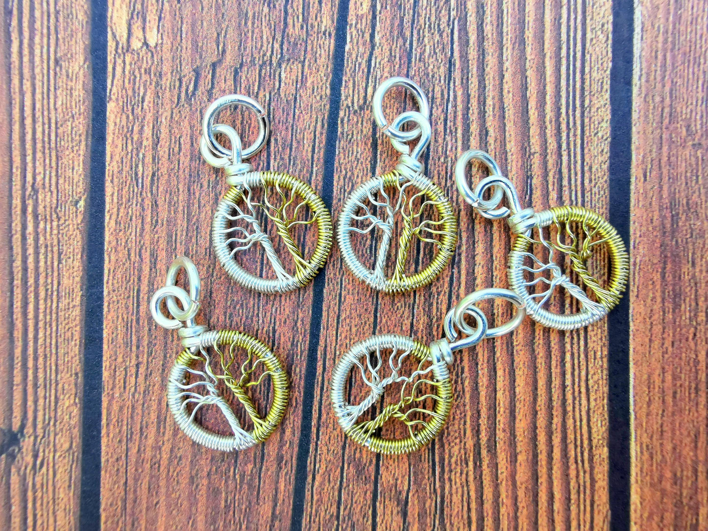Wire-wrapped Tree charm pendant - Two Trees - Small pendant - 1 pc / 5 pcs / 10 pcs / 20 pcs / 50 pcs / 100 pcs