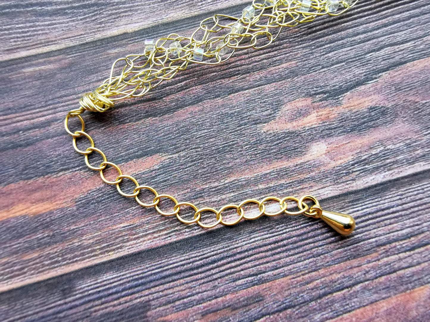 Wire crochet choker with a moonstone
