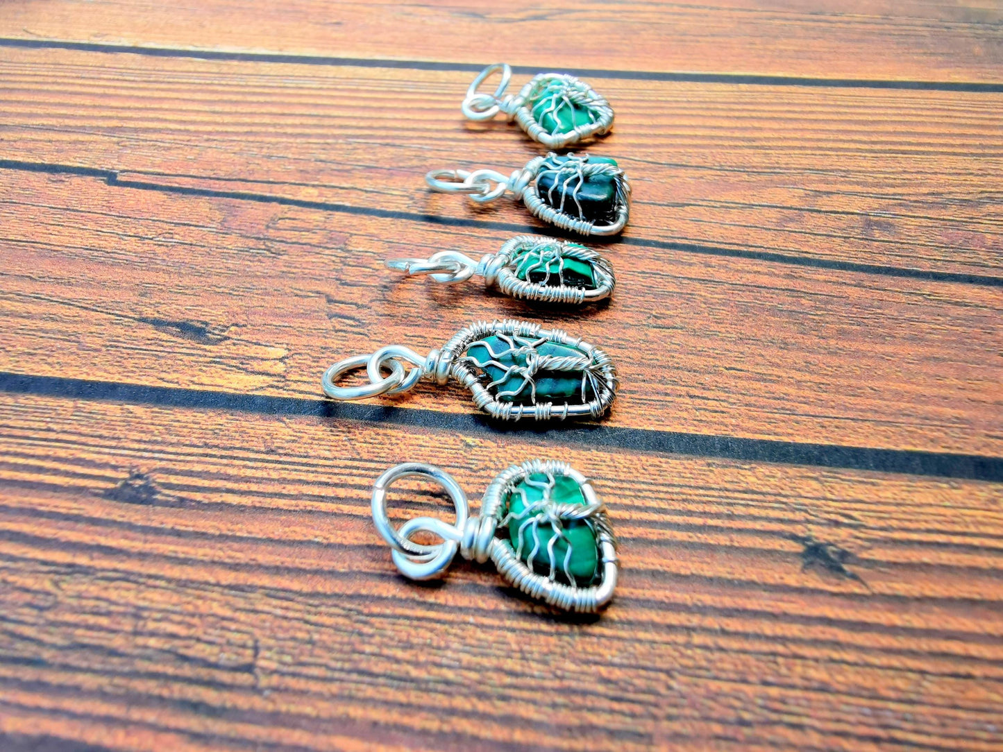 Wire-wrapped Malachite Tree charm pendant - Small pendant - 1 pc / 5 pcs / 10 pcs / 20 pcs
