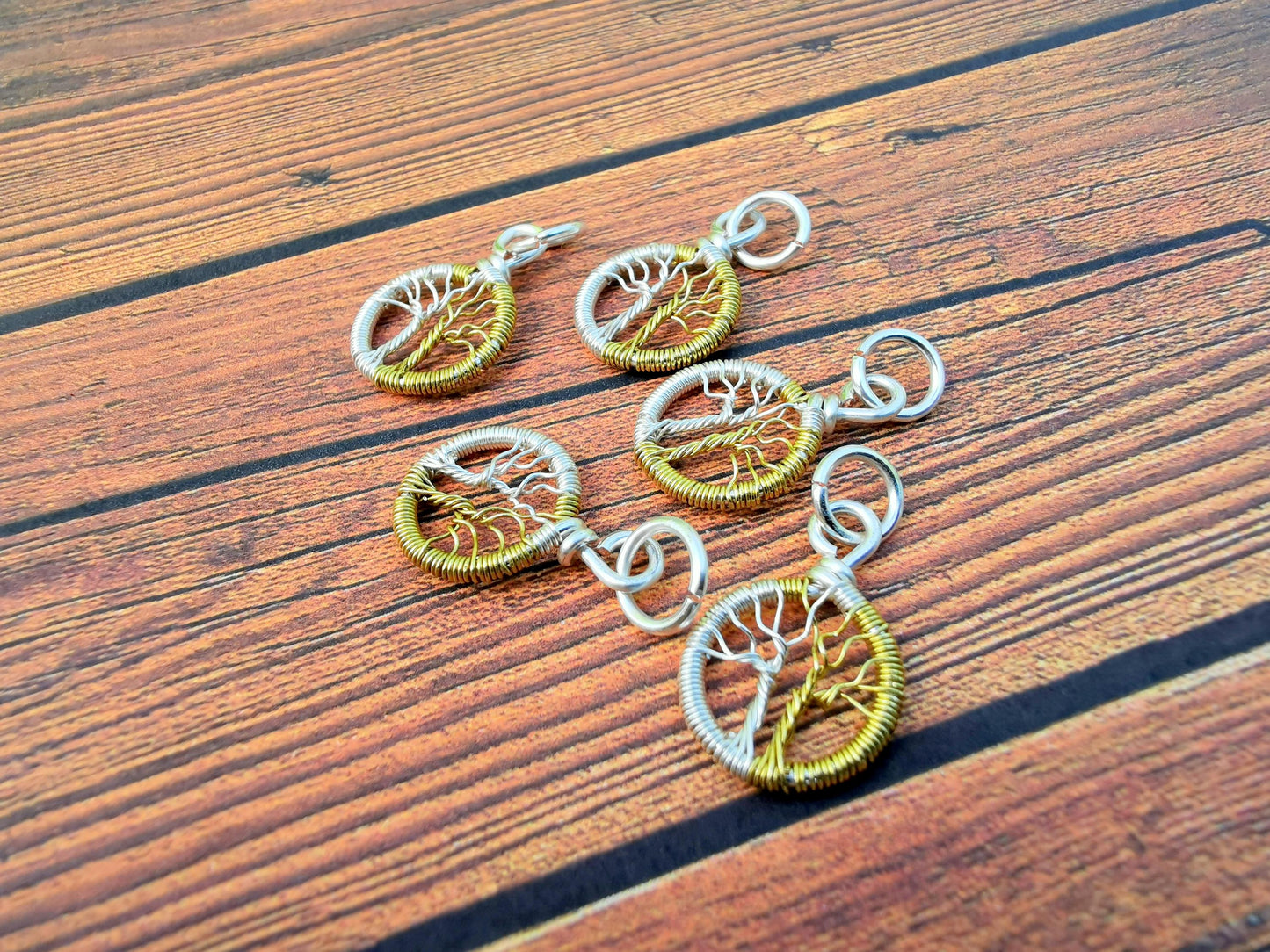 Wire-wrapped Tree charm pendant - Two Trees - Small pendant - 1 pc / 5 pcs / 10 pcs / 20 pcs / 50 pcs / 100 pcs