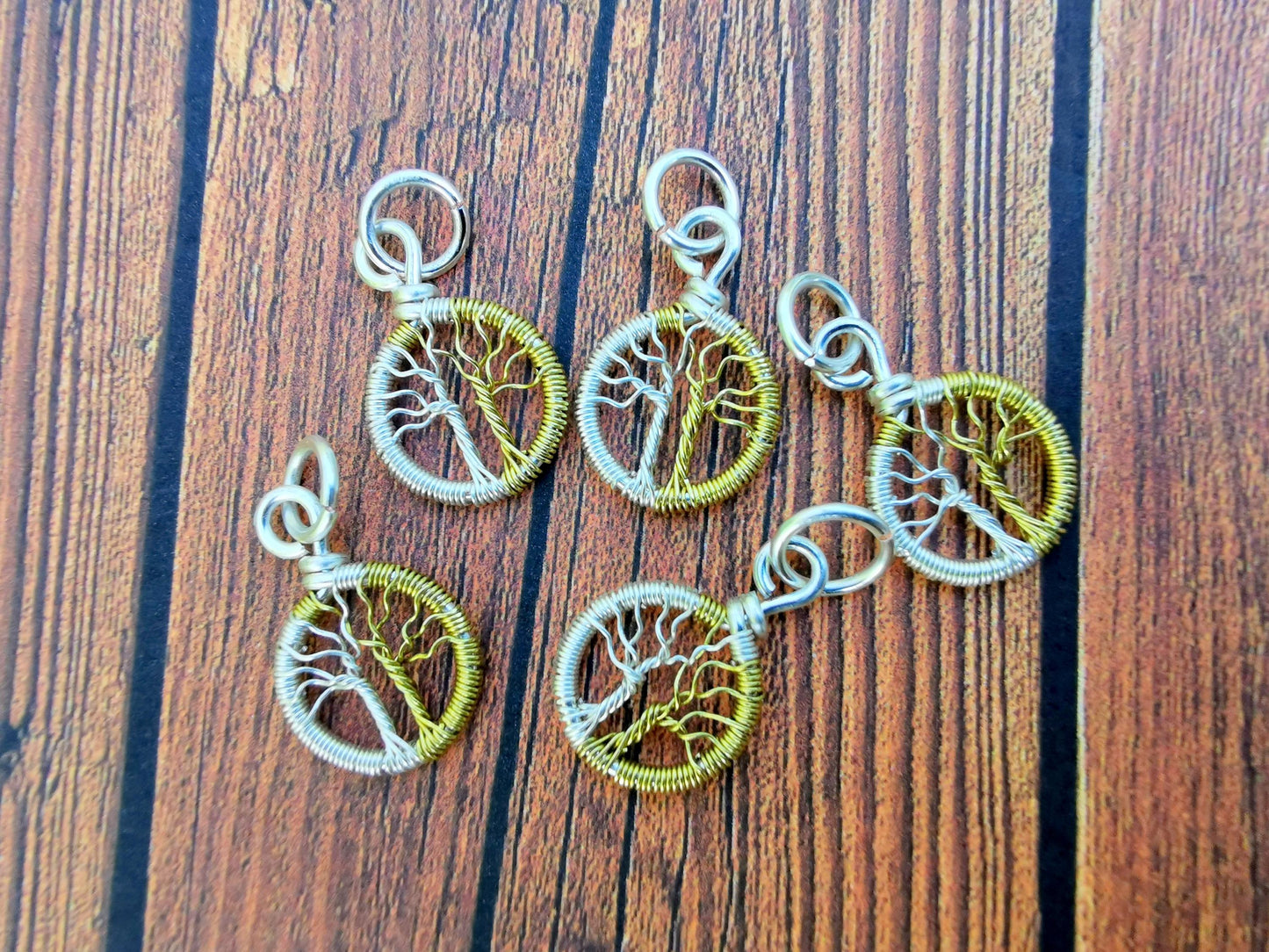 Wire-wrapped Tree charm pendant - Two Trees - Small pendant - 1 pc / 5 pcs / 10 pcs / 20 pcs / 50 pcs / 100 pcs