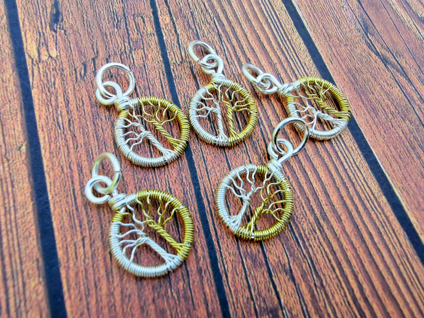 Wire-wrapped Tree charm pendant - Two Trees - Small pendant - 1 pc / 5 pcs / 10 pcs / 20 pcs / 50 pcs / 100 pcs