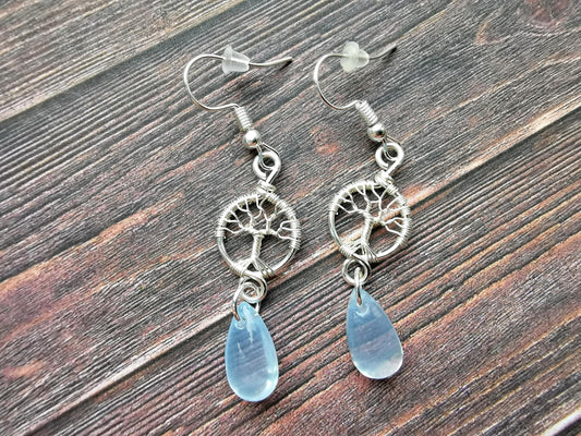 Tree earrings with glass cabochons