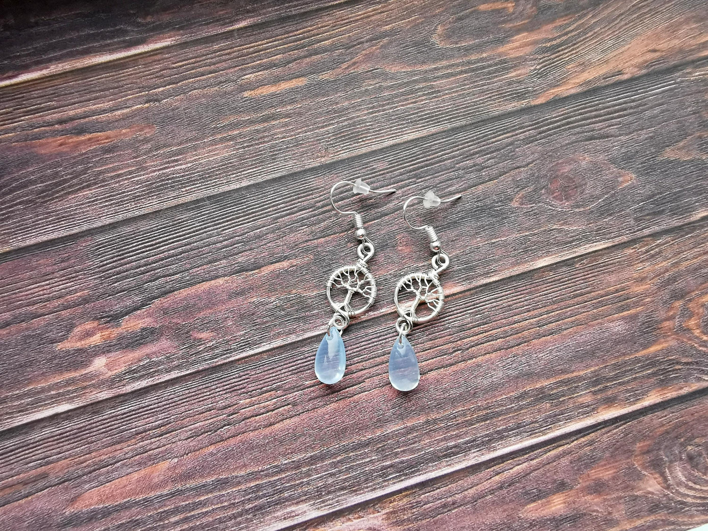 Tree earrings with glass cabochons