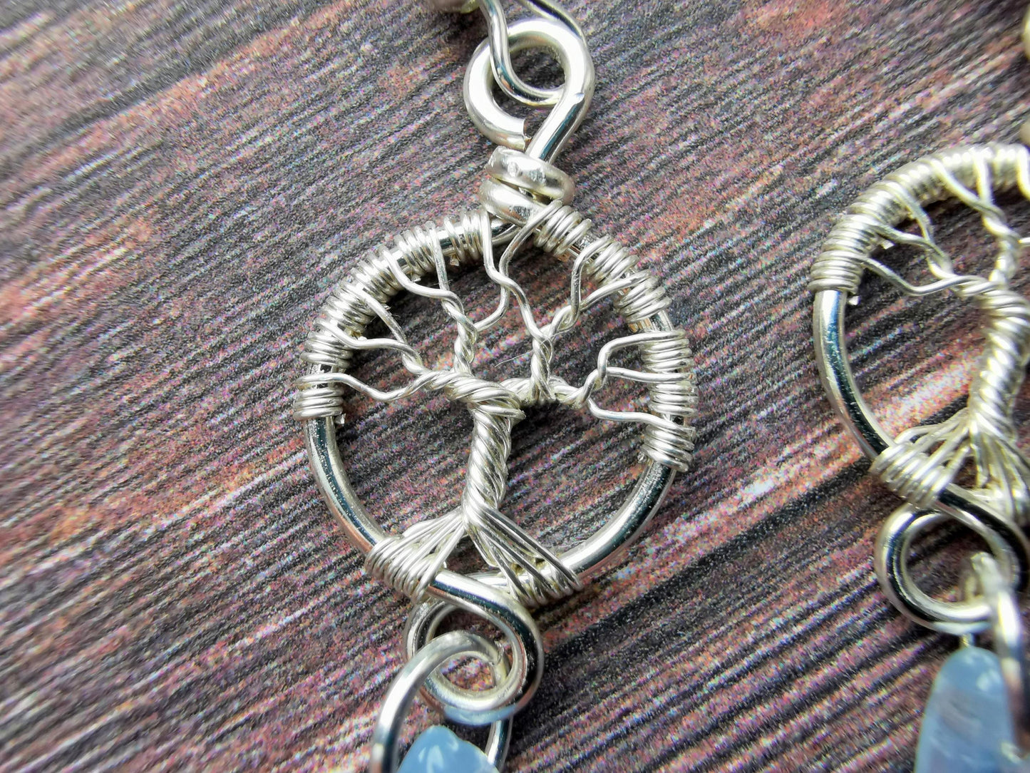 Tree earrings with glass cabochons