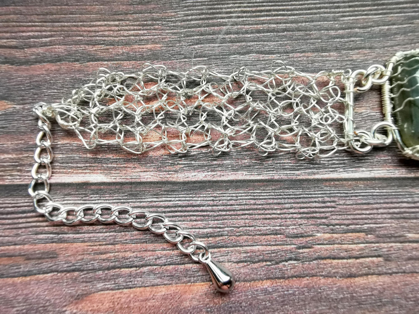 Wire crochet tree bracelet with a labradorite gemstone