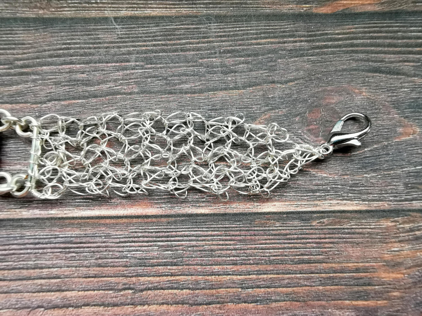 Wire crochet tree bracelet with a labradorite gemstone